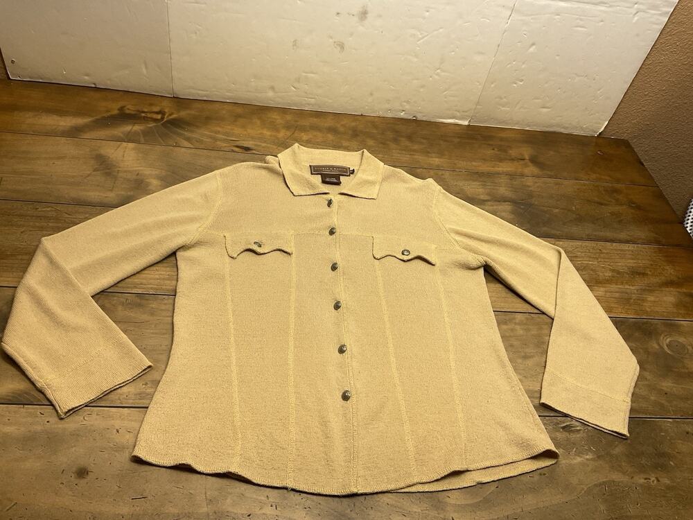 Vintage Double D Ranch Linen Blend Long Sleeve Button Up Western Shirt USA M